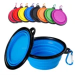 Filles d'eau pliable en silicone pour animaux de compagnie, nourriture pour chien, camping en plein air, voyage, portable, fournitures pliantes, plats avec mousqueton 2