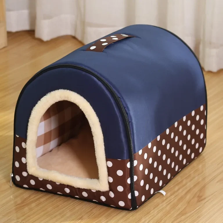 Niche d'intérieur pour chien bleu et marron 14