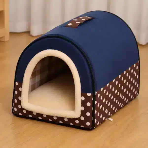 Niche d'intérieur pour chien bleu et marron