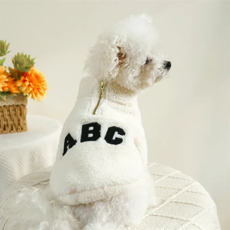 Sweat-shirt d'hiver moelleux avec lettres modernes pour bouledogue français, manteau pour chien York, vent vert, chat, optique respirante, sourire, nouvel an 5