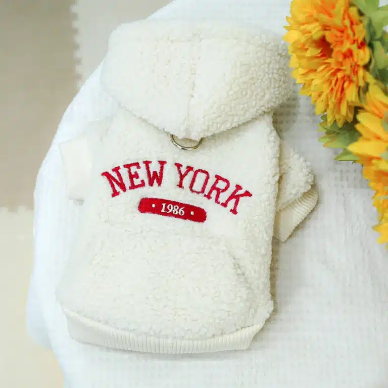 Sweat à Capuche Épais et Chaud pour Chien et Chat, Manteau de New York, avec Cordon de Proximité, pour Petit et Moyen Gabarit, Automne et Hiver, 1 Pièce 6