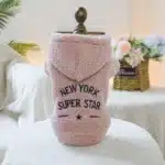 Veste en velours épais pour animaux de compagnie, vêtements d'automne et d'hiver, chapeau New York Starlight, rose café, convient aux chiens de petite et moyenne taille, 1PC 9