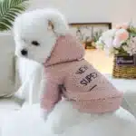 Veste en velours épais pour animaux de compagnie, vêtements d'automne et d'hiver, chapeau New York Starlight, rose café, convient aux chiens de petite et moyenne taille, 1PC 8