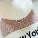 Sweat à capuche patchwork en peluche d'agneau pour animaux de compagnie, vêtements pour chats, rose et blanc, adapté aux chiens de petite et moyenne taille, automne et hiver, 1PC 6