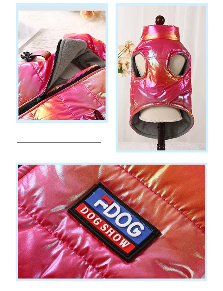 Manteau fourré pour chien avec harnais intégré 13