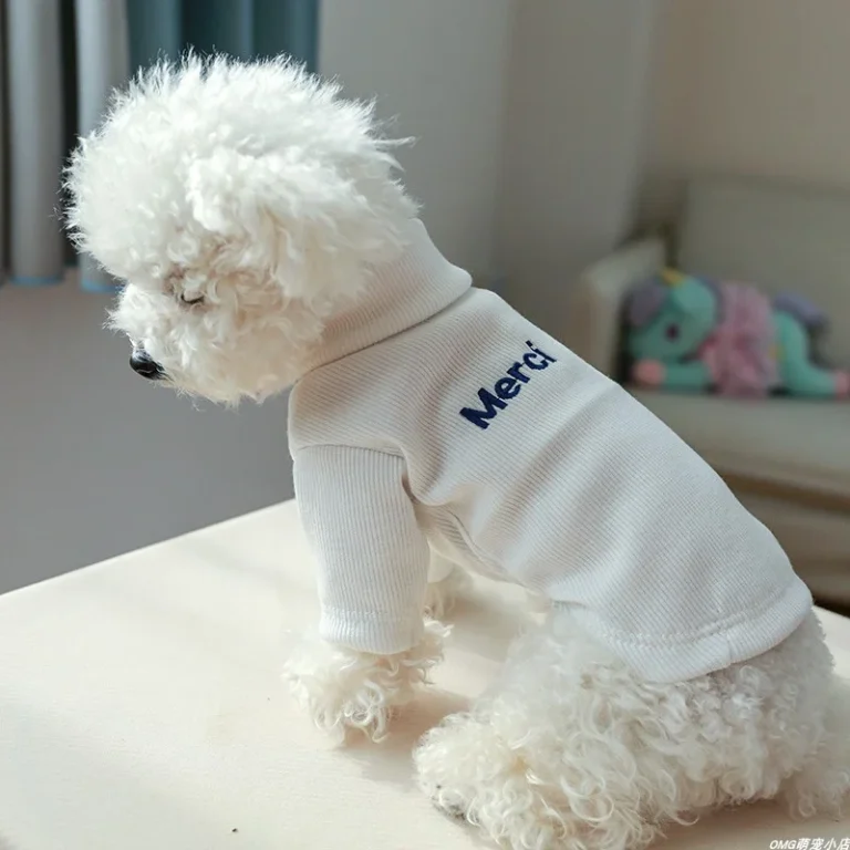 Pull artificiel astique avec Lettres Blanches pour Animaux de Compagnie, Chemise de Base Adaptée aux Chiens de Petite et Moyenne Taille, Printemps et Automne, 1 Pièce 4