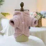 Veste en velours épais pour animaux de compagnie, vêtements d'automne et d'hiver, chapeau New York Starlight, rose café, convient aux chiens de petite et moyenne taille, 1PC 11