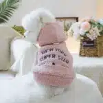 Veste en velours épais pour animaux de compagnie, vêtements d'automne et d'hiver, chapeau New York Starlight, rose café, convient aux chiens de petite et moyenne taille, 1PC 6