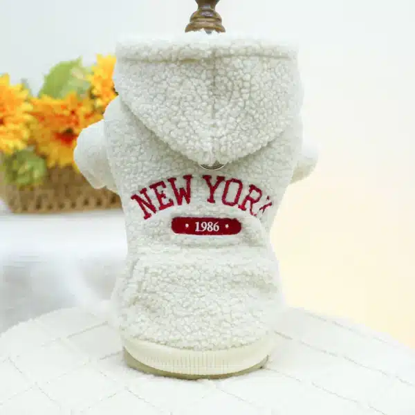 Sweat à Capuche Épais et Chaud pour Chien et Chat, Manteau de New York, avec Cordon de Proximité, pour Petit et Moyen Gabarit, Automne et Hiver, 1 Pièce 10