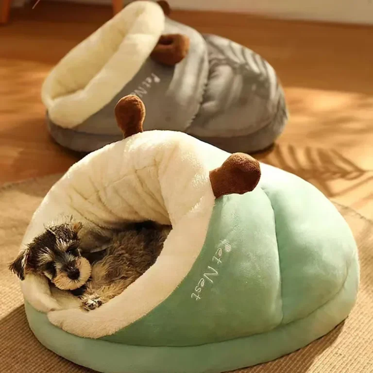 Sac de couchage pliable et lavable pour animaux de compagnie, niche chaude pour petit chien, lit respirant pour chat, maison pour chien, pantoufles mignonnes en forme de lit 12