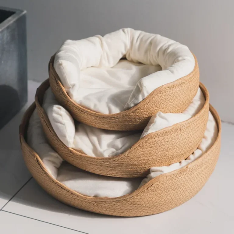 Polymères imperméables pour animaux de compagnie, lit pour chien, canapé, tissage en bambou fait à la main, paniers de accent confortables, maison de couchage, coussin parfait, 4 saisons 1