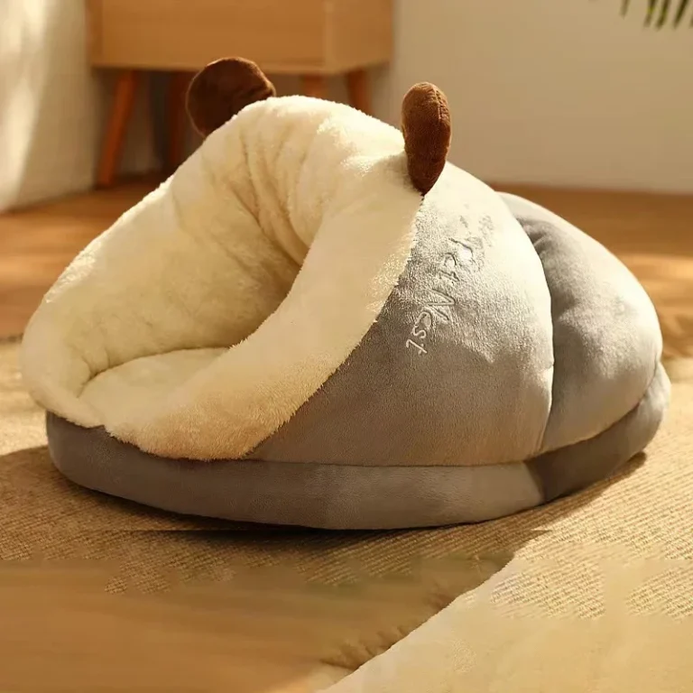 Sac de couchage pliable et lavable pour animaux de compagnie, niche chaude pour petit chien, lit respirant pour chat, maison pour chien, pantoufles mignonnes en forme de lit 7