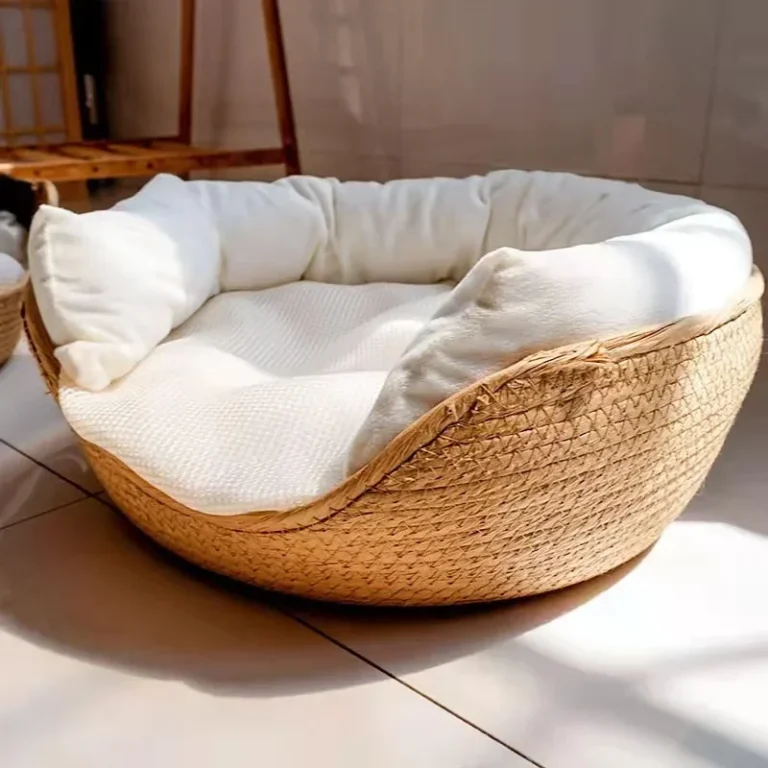 Polymères imperméables pour animaux de compagnie, lit pour chien, canapé, tissage en bambou fait à la main, paniers de accent confortables, maison de couchage, coussin parfait, 4 saisons 2