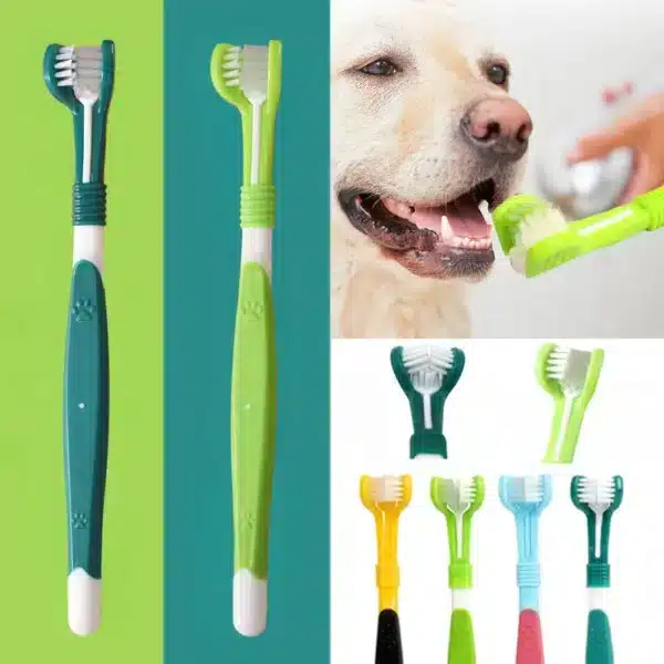Brosse à dents en plastique pour animaux de compagnie, 3 côtés, remodelage de la mauvaise haleine, livres de tartre, soins dentaires, bouche, chat, chien 1