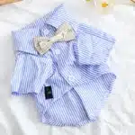 Vêtements pour chiens de compagnie chemises rayées à nœud papillon mince été bleu mode Chihuahua chemise à rayures pour petits chiens vêtements en gros 7