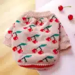 Nouveau chien chat tricoté pull chien pull cerise conception chiot à capuche hiver vêtements chauds vêtements 6