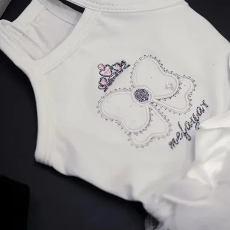 Jupes en pur coton pour chien, noir et blanc, mode Simple, imprimé nœud, nouvelle robe de princesse pour petit et moyen chien, caniche, vêtements pour animaux de compagnie, printemps 5