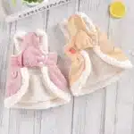 Robes en velours côtelé pour chiens, pull perforé pour animaux de compagnie, olympiques Chihuahua, nœud d'ours, rose, jaune, fille, garçon, femme, XS, 2XL, chiot, hiver 3