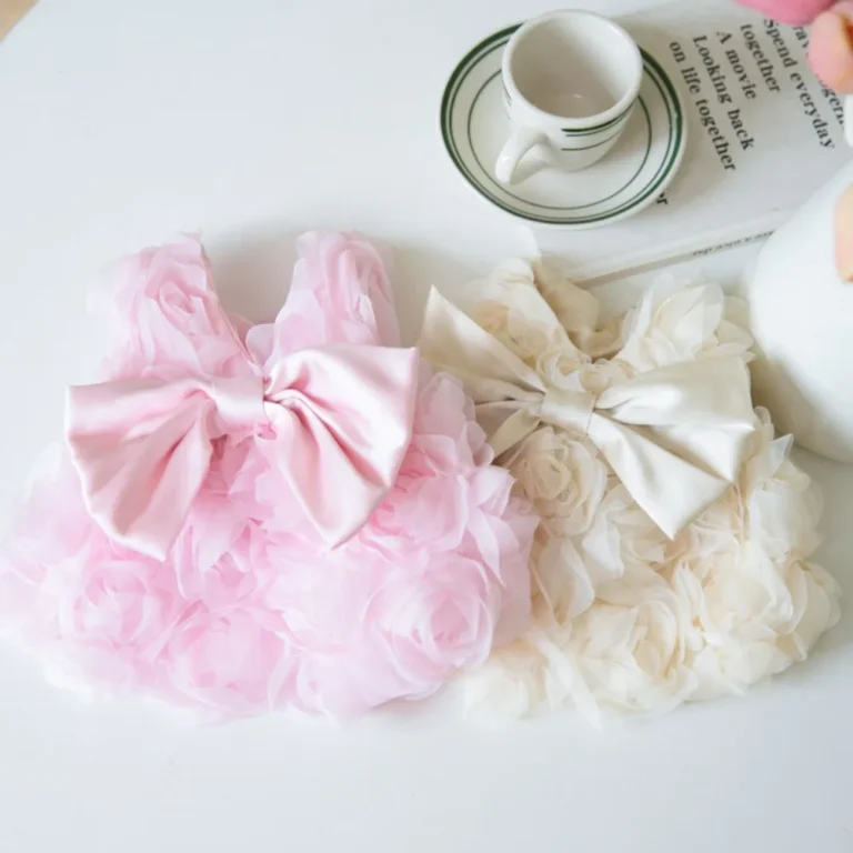 Printemps/été 3D Rose robe mignon arc vêtements pour animaux de compagnie chat et chien vêtements accessoires pour animaux de compagnie Teddy vêtements chiens robes pour petits chiens 1