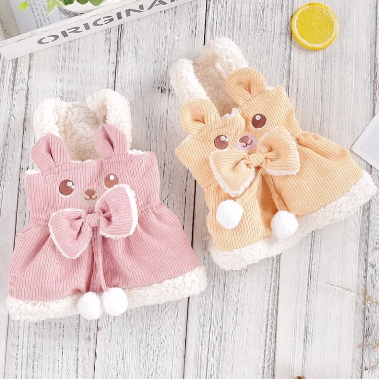 Robes en velours côtelé pour chiens, pull perforé pour animaux de compagnie, olympiques Chihuahua, nœud d'ours, rose, jaune, fille, garçon, femme, XS, 2XL, chiot, hiver 2