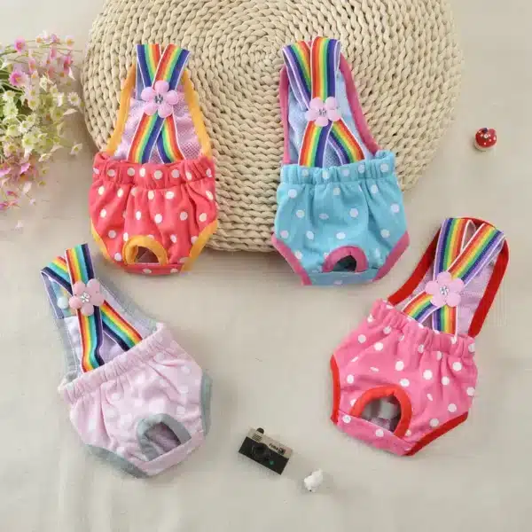 Dot Denim chien femme Shorts pantalons pour petits chiens moyens Chihuahua Pinscher culotte physiologique mascotas sous-vêtements accessoires 5