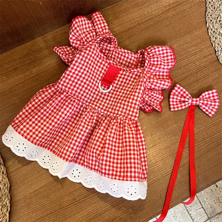 Robe pour chien de luxe gilet pour animaux de compagnie coton Plaid chiot jupe filles chien Costume Chihuahua vêtements Bichon chien vêtements avec arc chapeaux 1