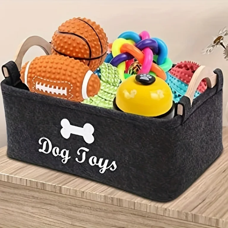 Boîte à jouets en feutre pour animaux de compagnie, boîte à jouets pour chien, panier de rangement, organisateur de poitrine pour organiser des jouets, des couvertures, des laisses et des aliments, 1 pièce 1