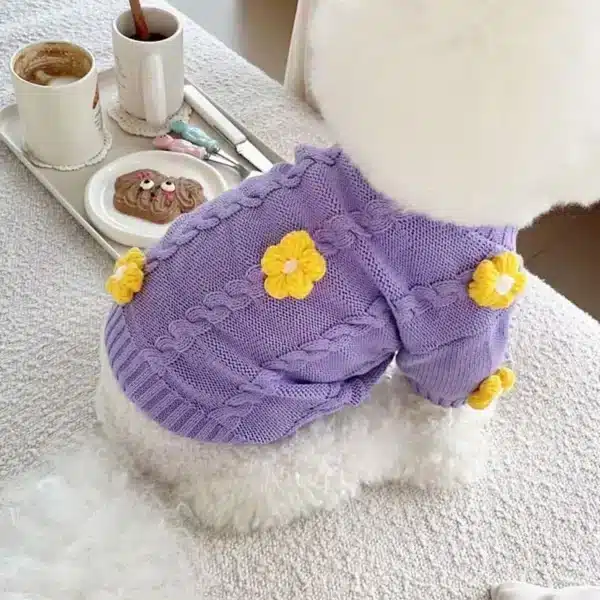 Veste en latex thermique épaissie pour chien pied-de-poule, pull à fleurs, vêtements pour animaux de compagnie, manteau de créateur, design de mode, hiver 1