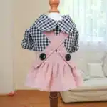 PETCIRCLE – vêtements pour chiens, robe à carreaux à boutons noirs pour petits et moyens chiens, chat, vêtements de printemps et d'été pour animaux de compagnie, fournitures de Costume pour chiens, jupe 5