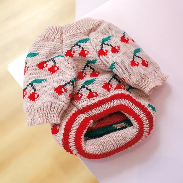 Nouveau chien chat tricoté pull chien pull cerise conception chiot à capuche hiver vêtements chauds vêtements 2