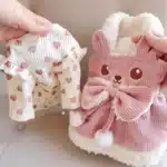Robes en velours côtelé pour chiens, pull perforé pour animaux de compagnie, olympiques Chihuahua, nœud d'ours, rose, jaune, fille, garçon, femme, XS, 2XL, chiot, hiver 1