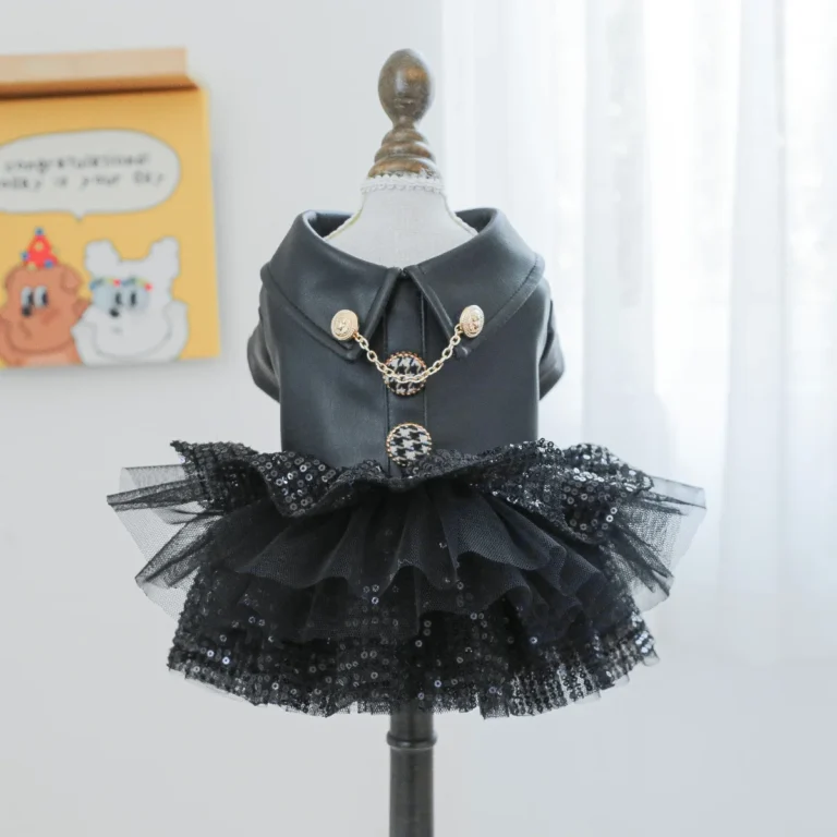 Robe de princesse en cuir à paillettes pour animaux de compagnie, vêtements pour chiens et chats, beau punk, convient aux chiens de petite et moyenne taille, printemps et automne, 1PC 1