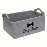 Boîte à jouets en feutre pour animaux de compagnie, boîte à jouets pour chien, panier de rangement, organisateur de poitrine pour organiser des jouets, des couvertures, des laisses et des aliments, 1 pièce 3
