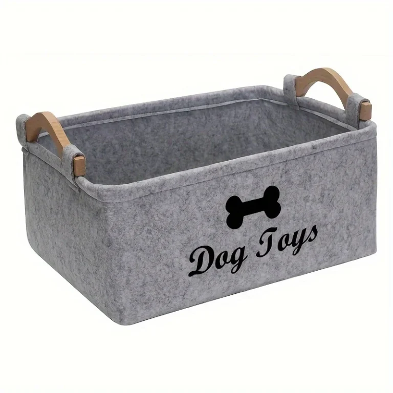 Boîte à jouets en feutre pour animaux de compagnie, boîte à jouets pour chien, panier de rangement, organisateur de poitrine pour organiser des jouets, des couvertures, des laisses et des aliments, 1 pièce 3