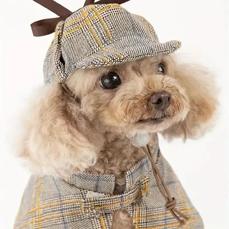 Charmant ensemble de costumes de détective pour animaux de compagnie – Cape pour chien et chat de style britannique avec chapeau, idéal pour les petites races, polyester, fermeture à bande magique 2