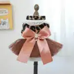 Robe de mariée à imprimé léopard en velours épais pour animaux de compagnie, jupe de princesse, adaptée aux petites et moyennes tailles, vêtements d'automne et d'hiver, 1PC 1