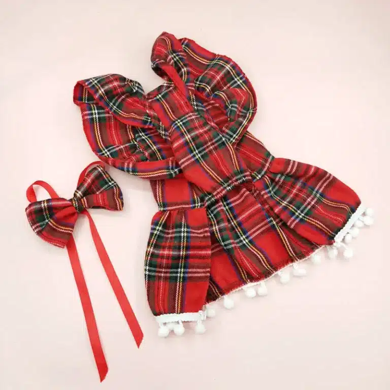 Jupe de noël à bretelles pour chien, vêtements d'automne/hiver pour chien, vêtements pour chat, vêtements à carreaux de noël, vêtements pour petits chiens 14