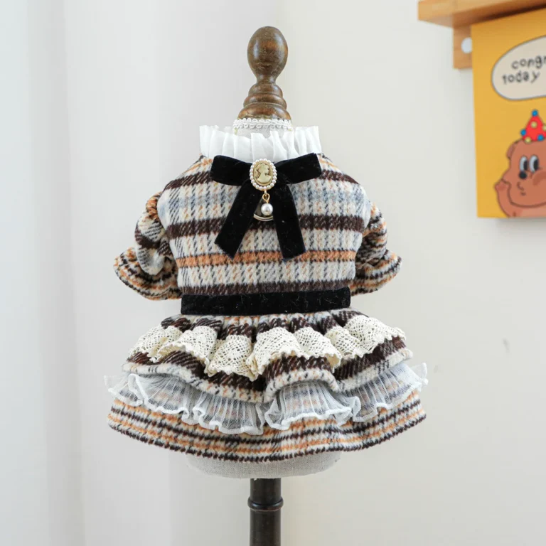 Vêtements pour animaux de compagnie, robe Maillard de printemps et d'automne, robe de princesse de mariage adaptée aux chiens de petite et moyenne taille, 1 pièce 1