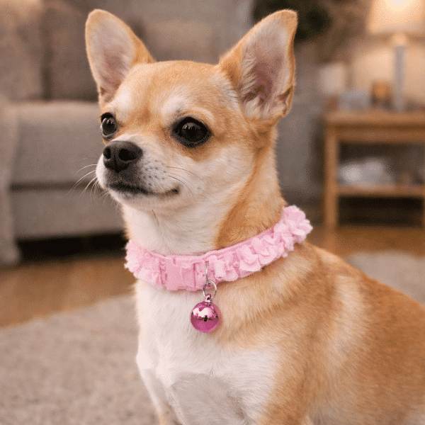 Collier en dentelle avec clochette pour chihuahua