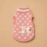 Pull petit coeur rose et blanc chihuahua
