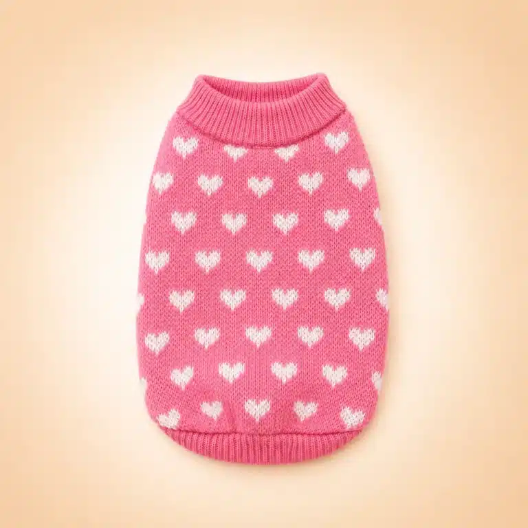 Pull rose avec coeurs blanc pour petit chien