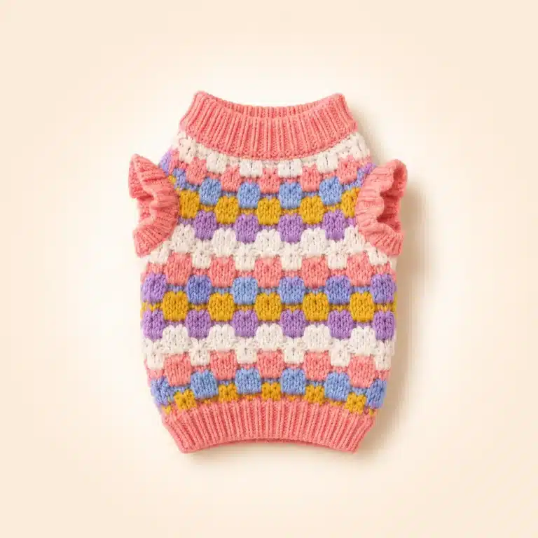 Pull tricoté à fleurs pour chien