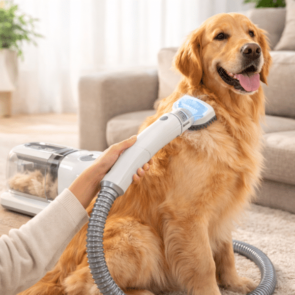 Aspirateur avec kit de toilettage pour chien