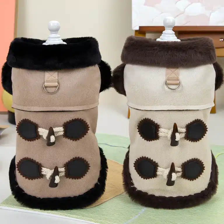 Manteau avec boutons sur le dos et col roulé pour petit chien 1