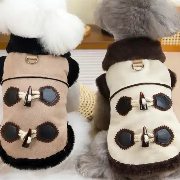 Manteau avec boutons sur le dos et col roulé pour petit chien 17
