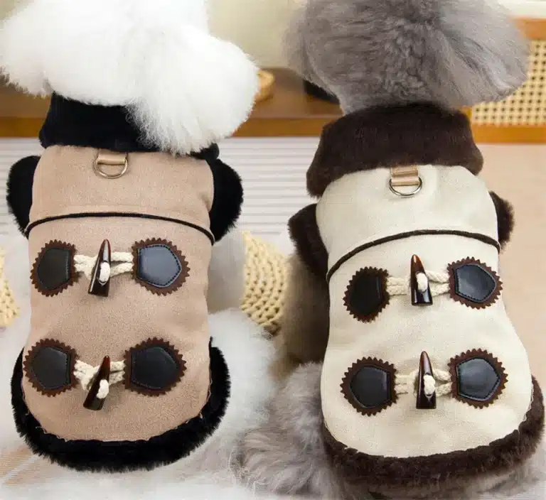 Manteau avec boutons sur le dos et col roulé pour petit chien 17
