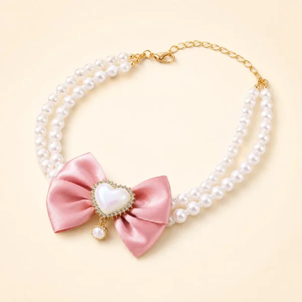 Collier nœud en perles petit chien