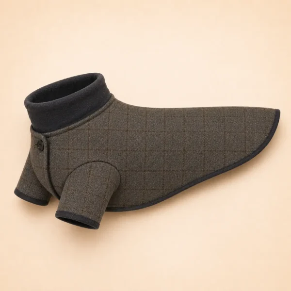 Manteau polaire à carreaux chien