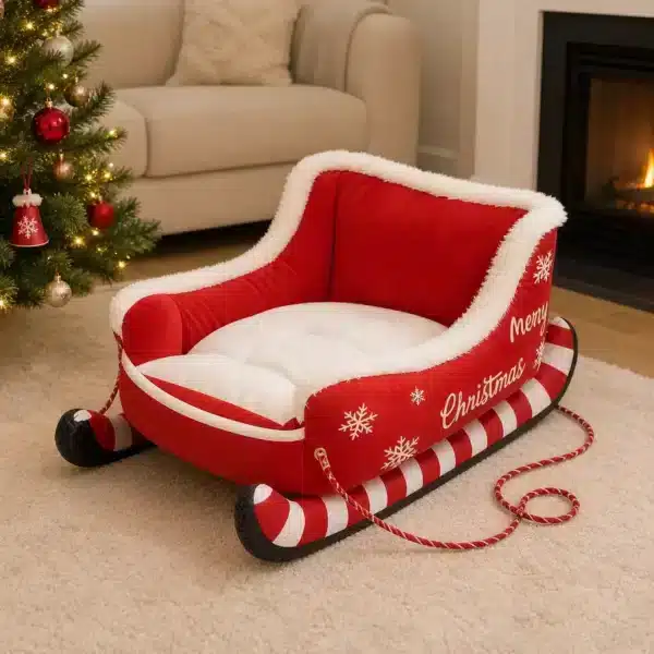 Panier traineau de noël chien