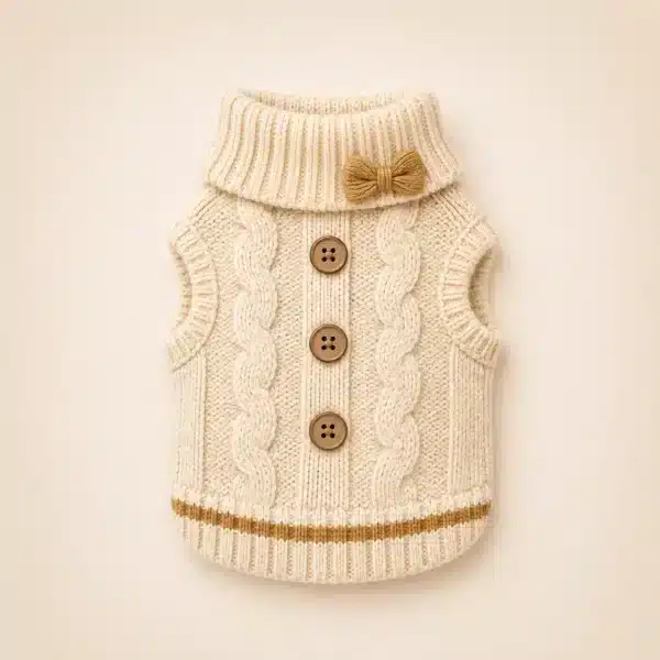 Pull tricoté avec bouton pour chien